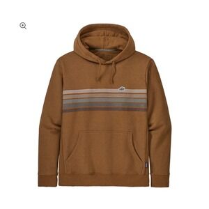 Patagonia Mens Uprisal Hoody Brown Striped Recycled Fleece Sweatshirt Small